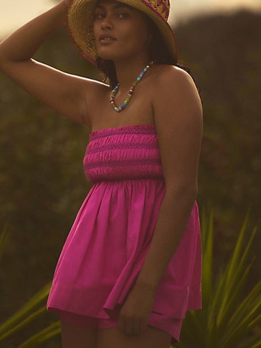 Anthropologie Celandine Strapless Smocked Top
